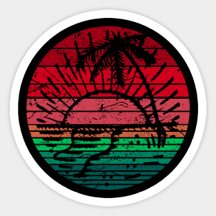 Palm Tree Sunset Silhouette, Surfing Sticker